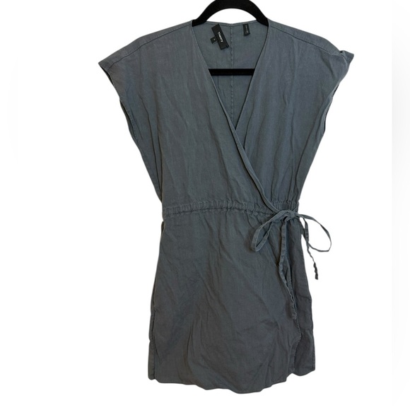 Theory Gray Short Sleeve New Crunch Wrap Romper - Picture 2 of 8